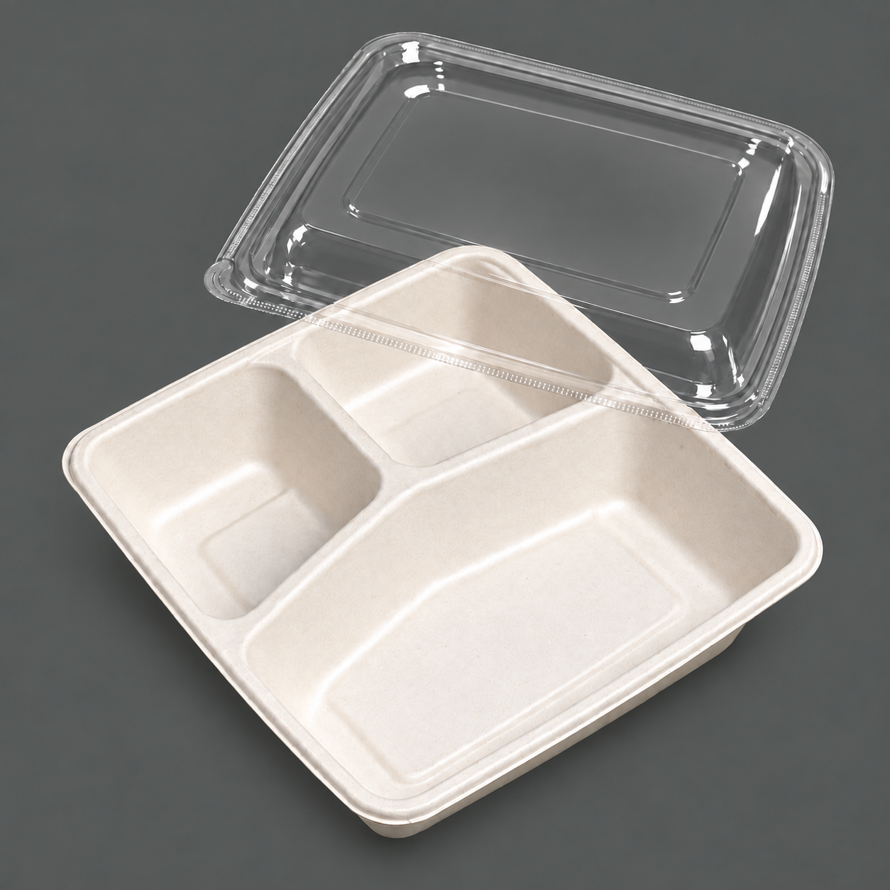 Bagasse 3-Comp Square 1000ml